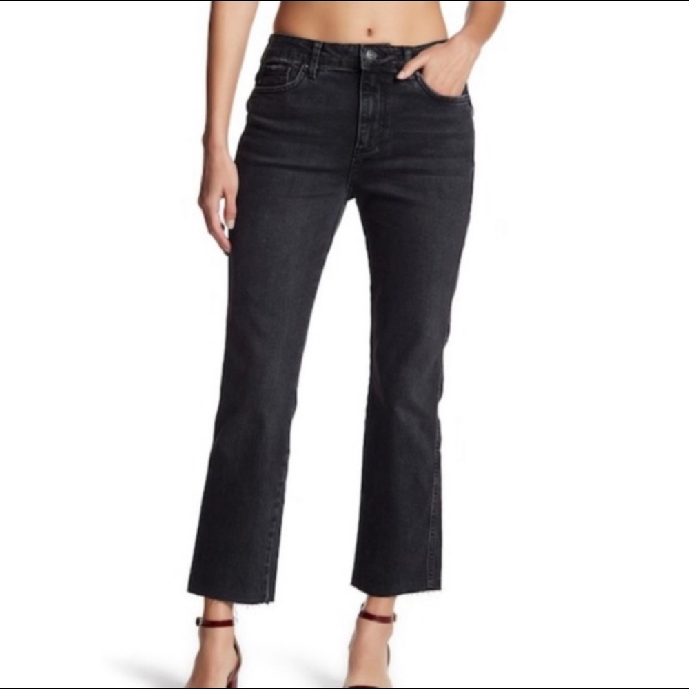 Free People Girlfriend mid rise straight fit black jeans